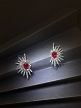 將圖片載入圖庫檢視器 Diamond Starburst & Ruby Earrings