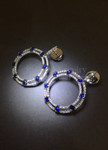 將圖片載入圖庫檢視器 Open Circle Diamond Sapphire Earrings