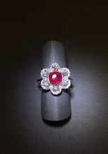 將圖片載入圖庫檢視器 Ruby and Diamond Floral Ring