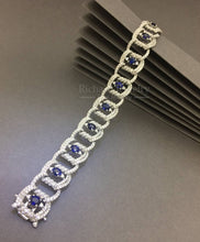 將圖片載入圖庫檢視器 Openwork Blue Sapphire Diamond Bracelet