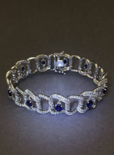 Load image into Gallery viewer, Openwork Blue Sapphire Diamond Bracelet

