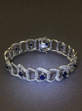 將圖片載入圖庫檢視器 Openwork Blue Sapphire Diamond Bracelet