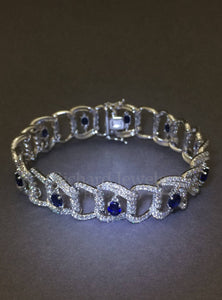 Openwork Blue Sapphire Diamond Bracelet