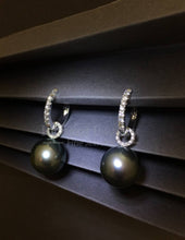 Load image into Gallery viewer, Hoop Drop Tahitian Pearl Earrings
