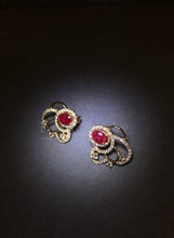 Load image into Gallery viewer, Ruby &amp; Diamond Open-space Wavy Earrings
