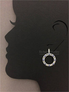 Open Circle Diamond Sapphire Earrings