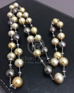 Multi-color Pearl Station Necklace