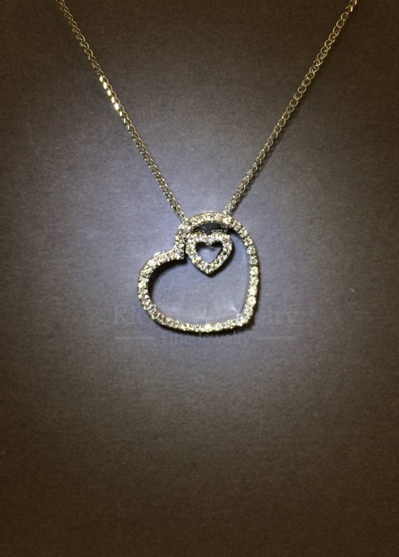 Heart-in-Heart Diamond Pendant Necklace