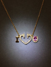 將圖片載入圖庫檢視器 "I Love You"  Pink Sapphire Diamond Necklace