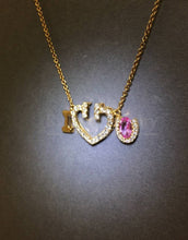 將圖片載入圖庫檢視器 "I Love You"  Pink Sapphire Diamond Necklace