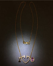 將圖片載入圖庫檢視器 "I Love You"  Pink Sapphire Diamond Necklace