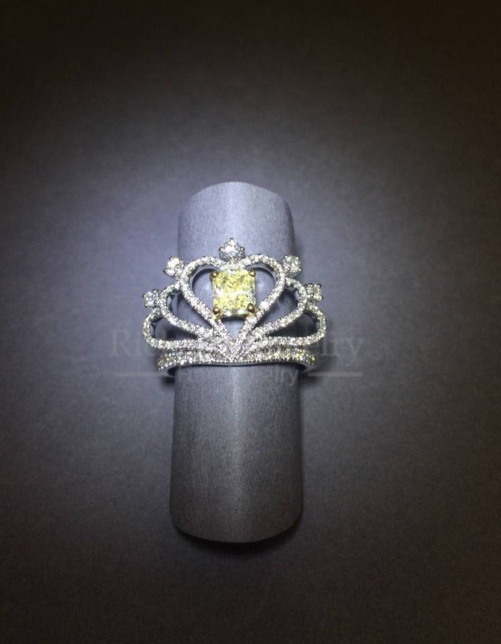 Cushion-cut Yellow Diamond Ring