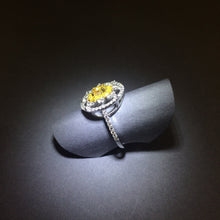 Load image into Gallery viewer, Yellow &amp; White Diamond Halo Ring
