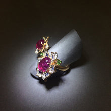 將圖片載入圖庫檢視器 Tourmaline Floral Diamond Ring