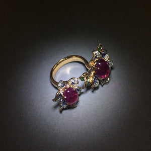 Tourmaline Floral Diamond Ring
