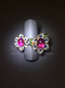 Tourmaline Floral Diamond Ring