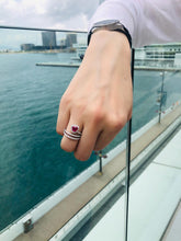 將圖片載入圖庫檢視器 Open-Space Heart Shape Ruby Diamond Ring