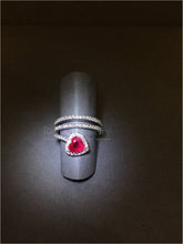 將圖片載入圖庫檢視器 Open-Space Heart Shape Ruby Diamond Ring