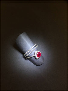 Open-Space Heart Shape Ruby Diamond Ring
