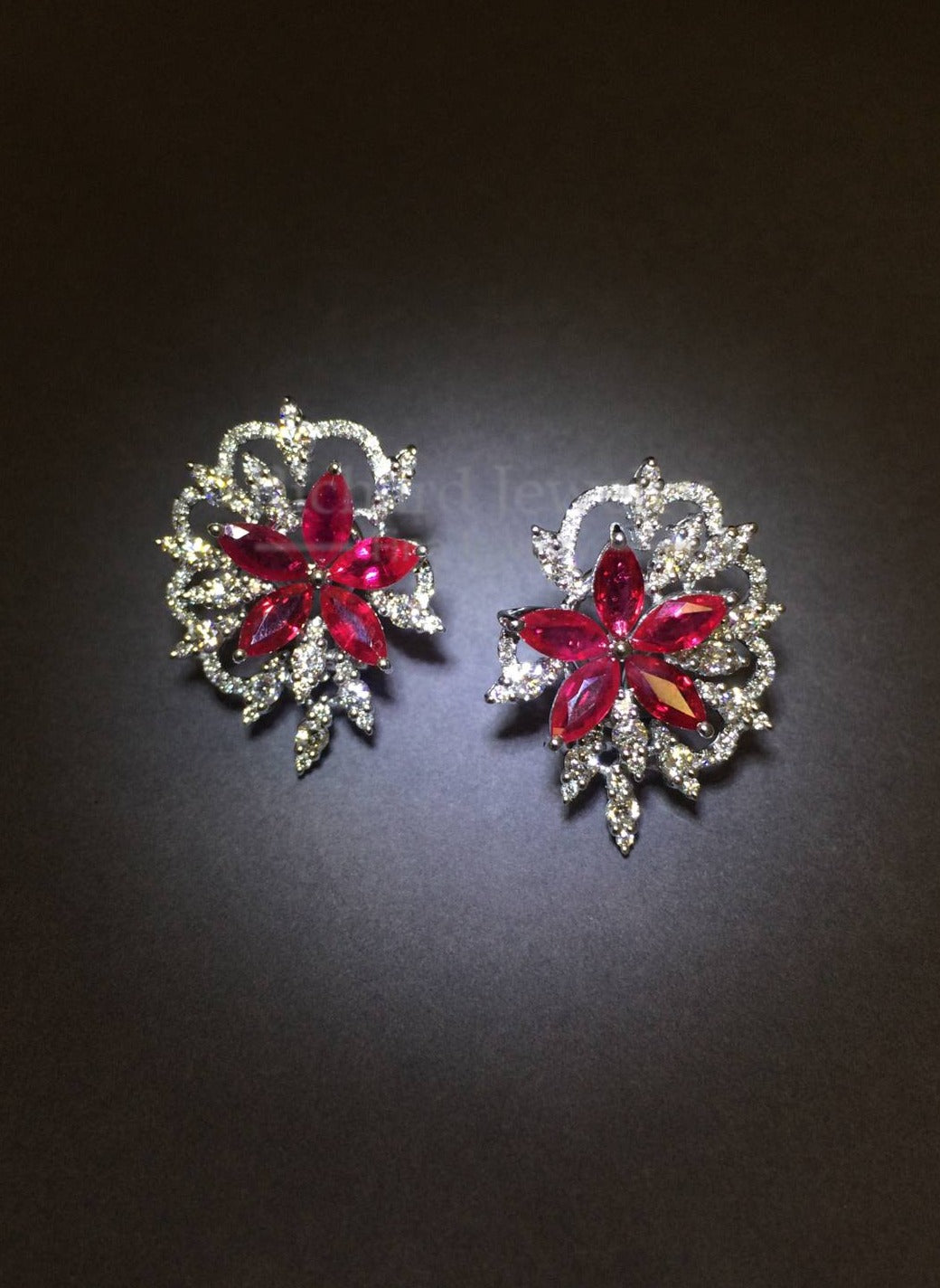 Ruby Floral Diamond Earrings