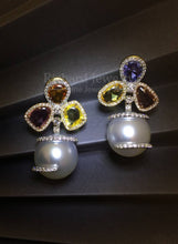 將圖片載入圖庫檢視器 Multi-color Sapphire Pearl Earrings
