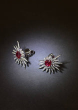 將圖片載入圖庫檢視器 Diamond Starburst & Ruby Earrings
