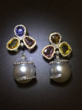 將圖片載入圖庫檢視器 Multi-color Sapphire Pearl Earrings