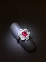 將圖片載入圖庫檢視器 Ruby and Diamond Floral Ring