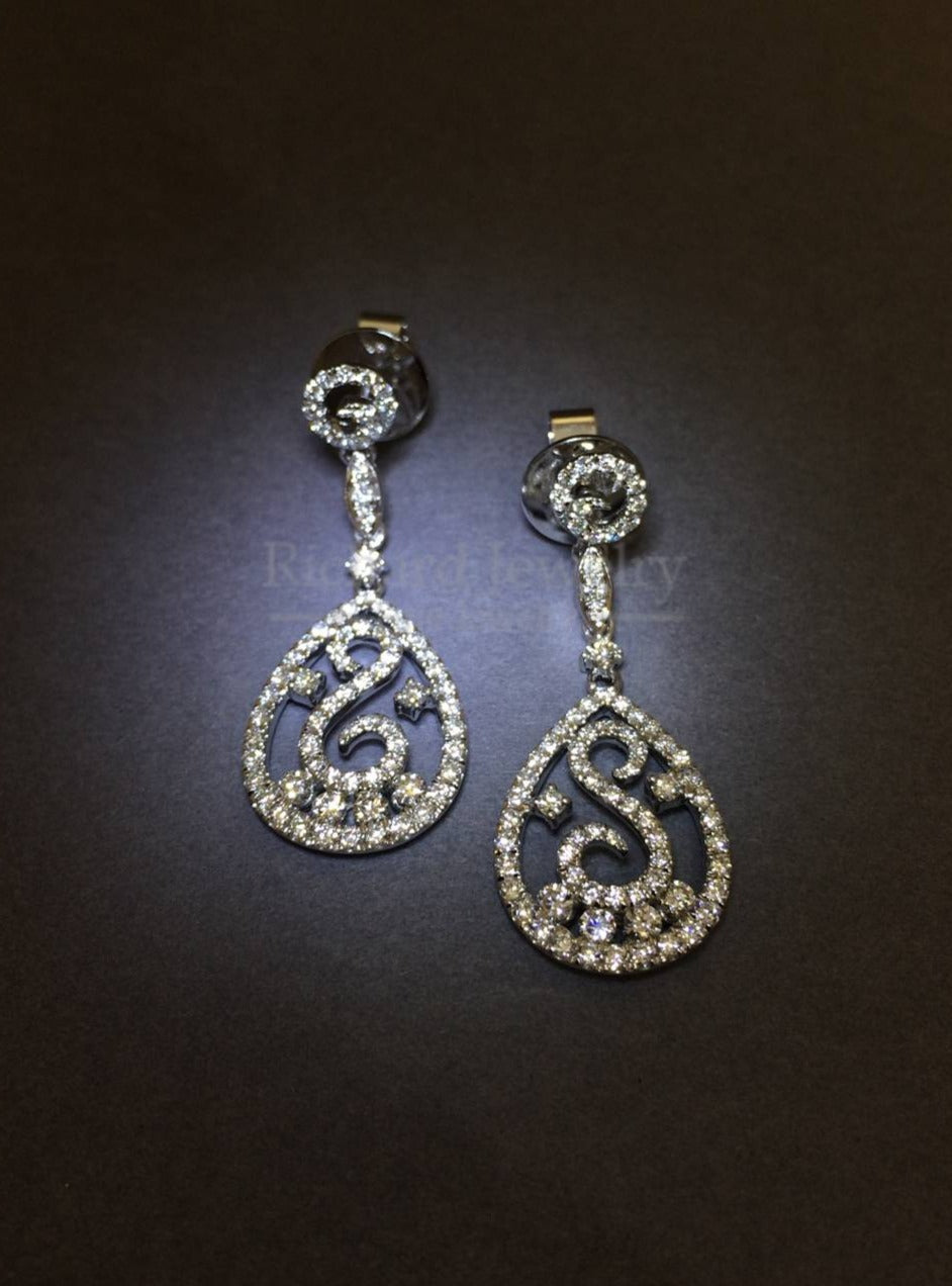 Elegant Dangling Diamond Earrings