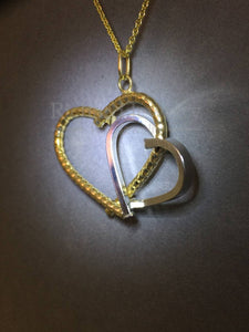 Two-Tone Gold Interlocking Hearts Pendant