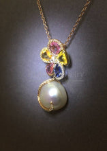 Load image into Gallery viewer, Multi-color Sapphire Pearl Pendant
