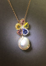 Load image into Gallery viewer, Multi-color Sapphire Pearl Pendant
