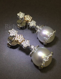 Tri-Star Dangling Pearl Earrings
