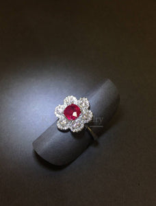 Ruby and Diamond Floral Ring