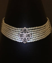 Load image into Gallery viewer, Vintage Cultured Pearl Diamond Choker
