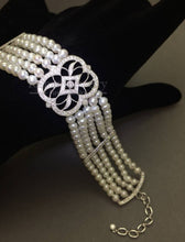 Load image into Gallery viewer, Vintage Diamond and Pearl Section Bracelet
