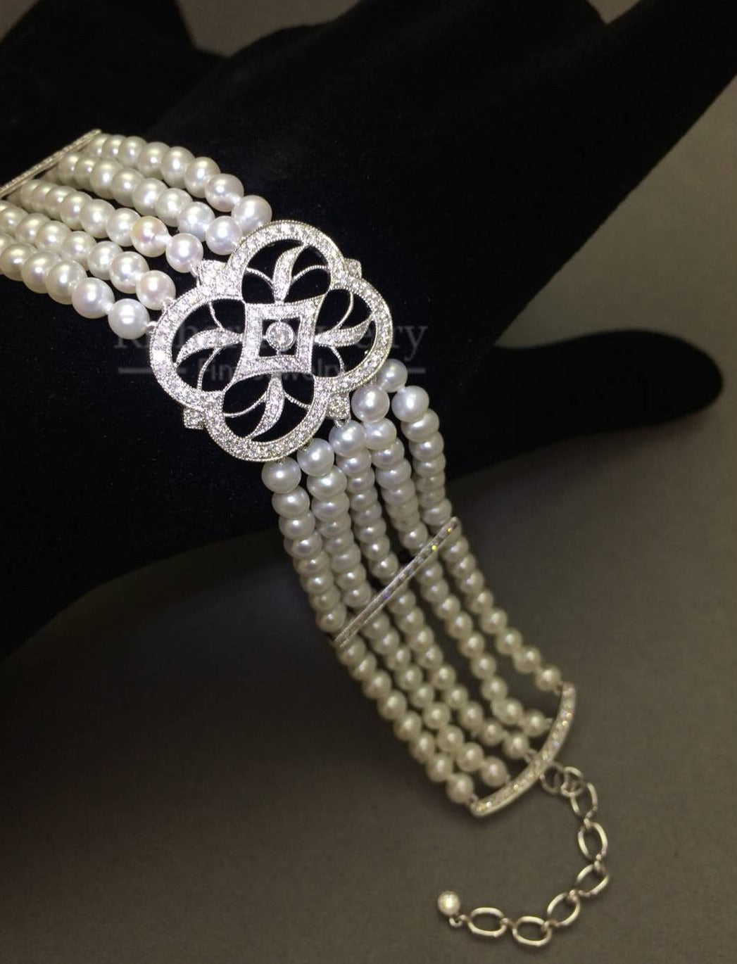 Vintage Diamond and Pearl Section Bracelet