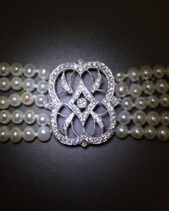 Vintage Diamond and Pearl Section Bracelet