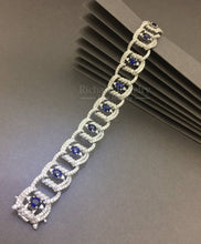 이미지를 갤러리 뷰어에 로드 , Openwork Blue Sapphire Diamond Bracelet
