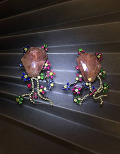 Corundum Multi-color Sapphire Diamond Earrings