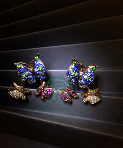 Colorful Butterfly Sapphire Jacket Earrings