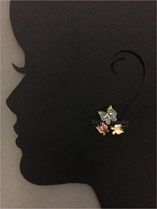 Colorful Butterfly Sapphire Jacket Earrings
