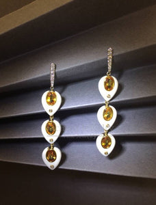 Contemporary Sapphire & Agate Drop Earrings