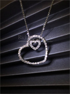Heart-in-Heart Diamond Pendant Necklace
