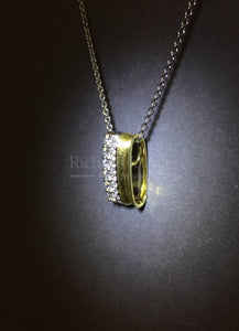 2-Tone Brush Gold Diamond Pendant