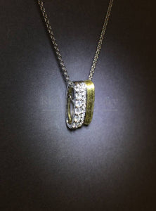 2-Tone Brush Gold Diamond Pendant
