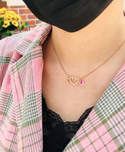 이미지를 갤러리 뷰어에 로드 , &quot;I Love You&quot;  Pink Sapphire Diamond Necklace
