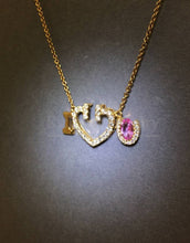 Carica l&#39;immagine nel visualizzatore di Gallery, &quot;I Love You&quot;  Pink Sapphire Diamond Necklace
