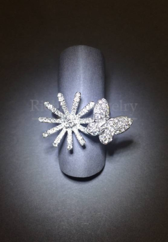Flower and Butterfly Diamond Ring