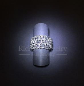 3-Rows Halo Diamond Ring